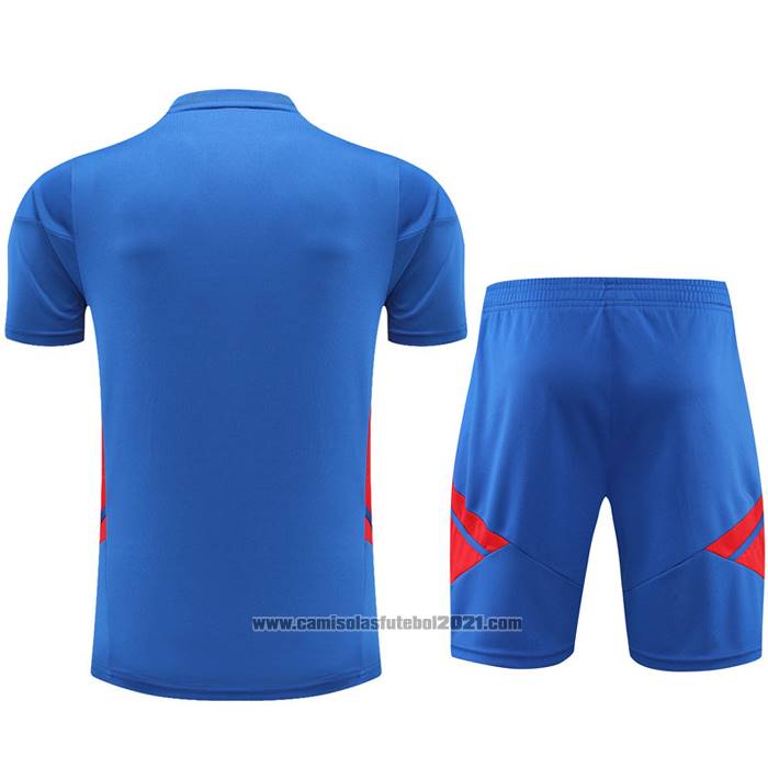 Fato de Treino Lyon Manga Curta 2022-2023 Azul - Calcas Curta